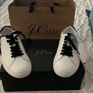 J Crew White / leopard print sneakers. NWT